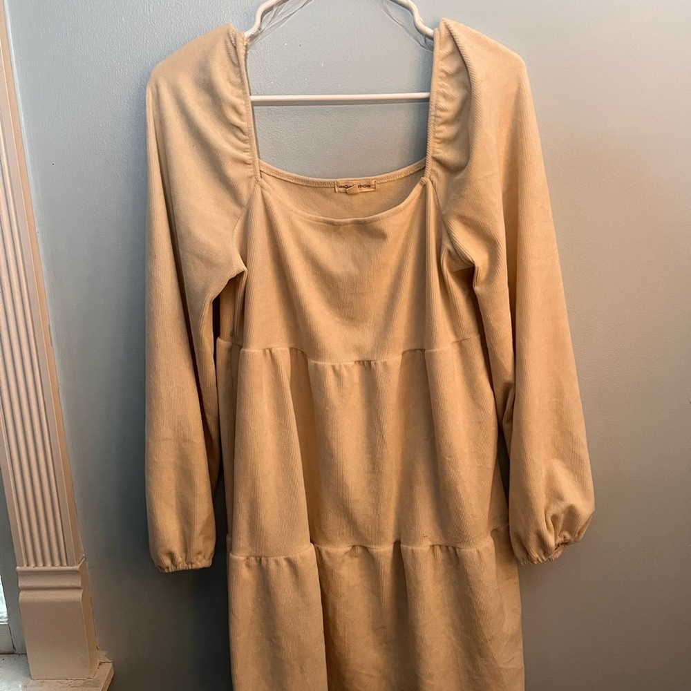 Moa Moa Tan Ruched Tiered Sundress